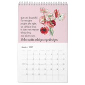 Calendrier de poésie à thème de la floraison rose (Mar 2027)