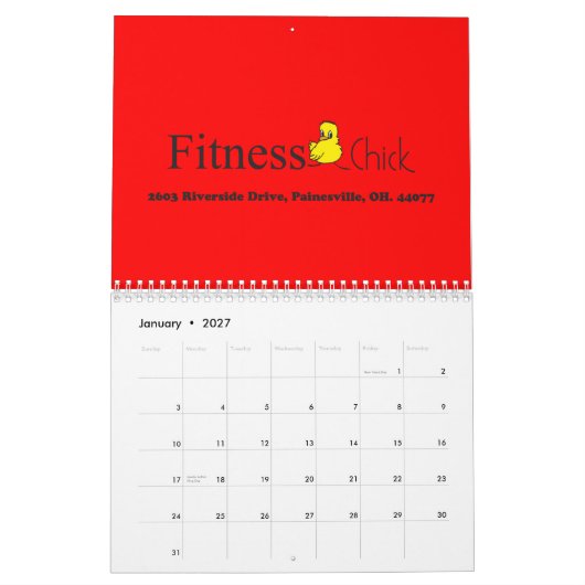 Calendrier de poussin de forme physique (Jan 2027)