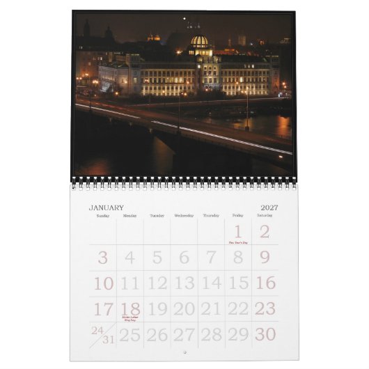Calendrier de Prague 2010 de nuit (Jan 2027)