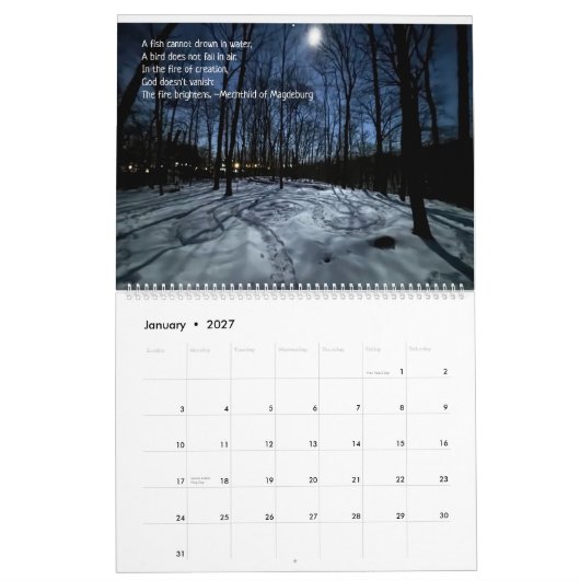 Calendrier de randonnée en forêt 2026 (Jan 2027)