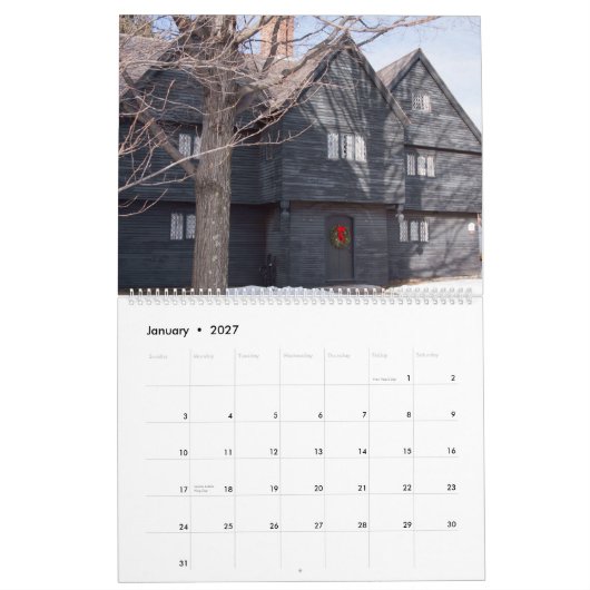 Calendrier de Salem Massachusetts pittoresque (Jan 2027)