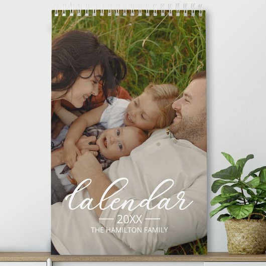 Calendrier de script chic de photo personnalisée d