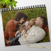 Calendrier de script chic de photo personnalisée d