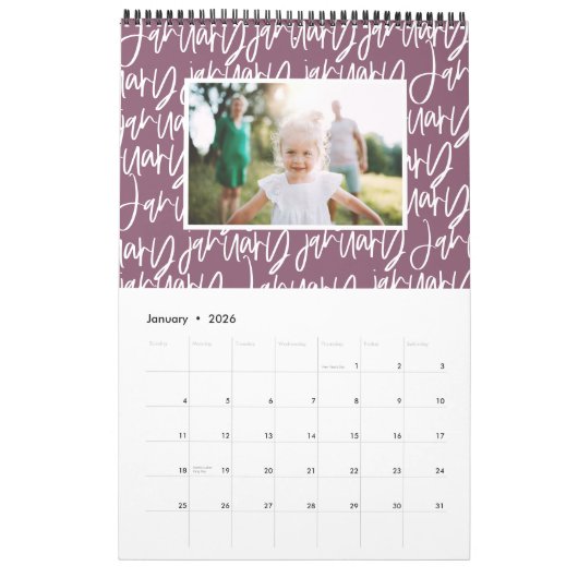 Calendrier de script photo du stylo de marque mode (Jan 2026)