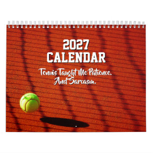 Calendrier de tennis amusant 2027 pour entraîneur