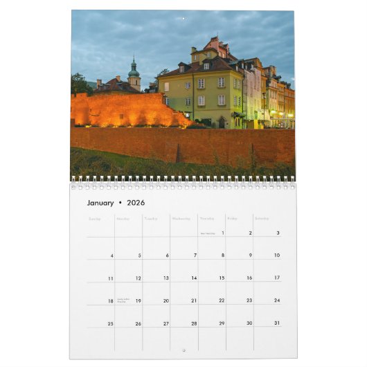 Calendrier de Varsovie Pologne 2025 (Jan 2026)