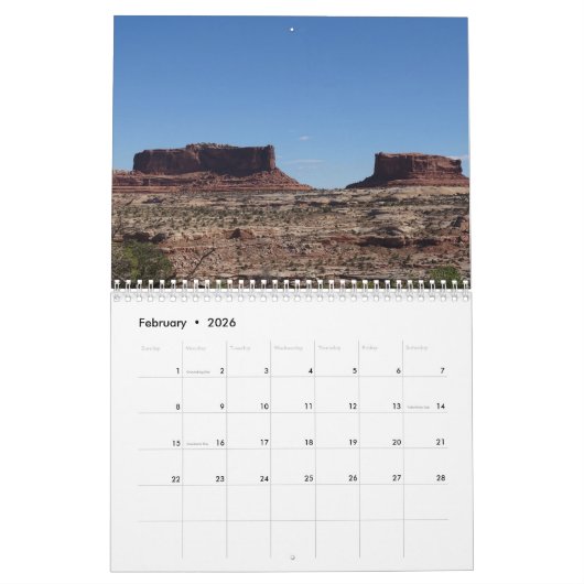 Calendrier Dead Horse Point, Utah (Feb 2026)