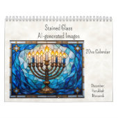 Calendrier December Hanukkah Theme Stained Glass AI-generated (Protection)