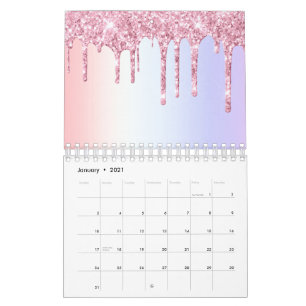 Calendrier Déchets rose vif Unicorn Rainbow Pastel Shades