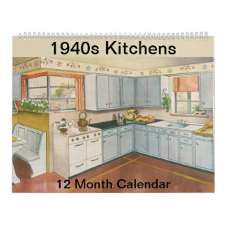 Calendrier Décor Vintage de la cuisine des années 1940 12 moi