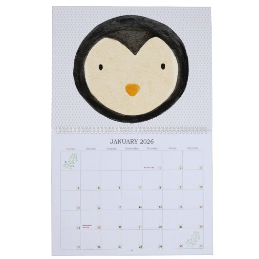 Calendrier des animaux amicaux 2024 (Jan 2026)