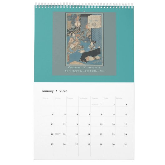 Calendrier des bois de graveur japonais antiques (Jan 2026)