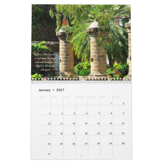 Calendrier des Caraïbes orientales pour 2026 (Jan 2027)