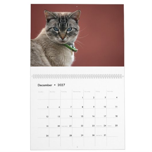 Calendrier des chats (Dec 2027)
