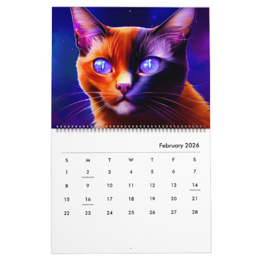 Calendrier des chats 2023 - Chats cosmiques Art Ab (Feb 2026)