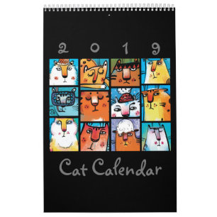 Calendrier des chats illustrés amusants