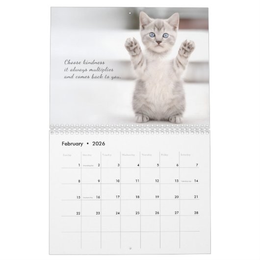 Calendrier des chats mignons (Feb 2026)