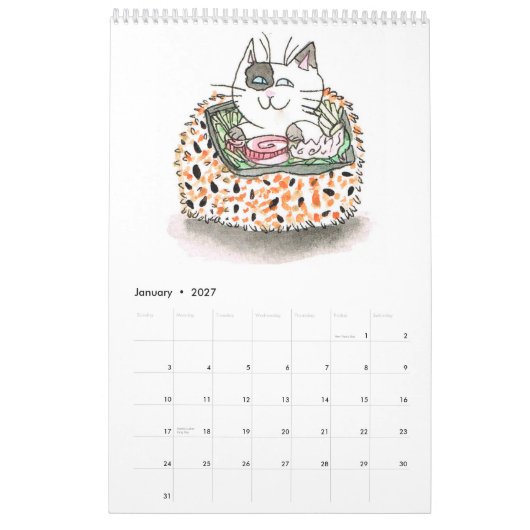 Calendrier des chats Sushi (Jan 2027)