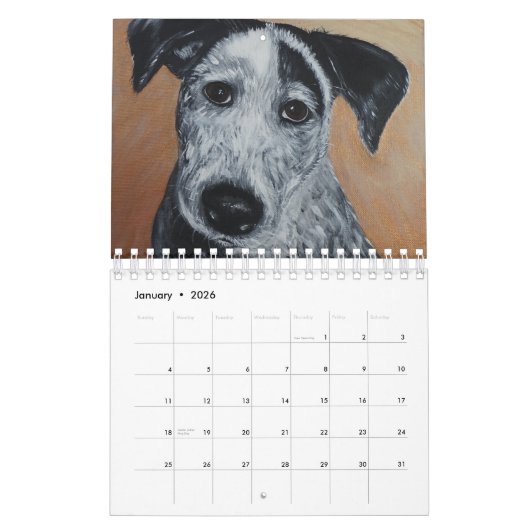 Calendrier des chiens peints (Jan 2026)