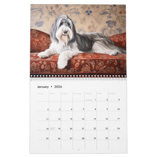 Calendrier des collies barrées, chaque année (Jan 2026)