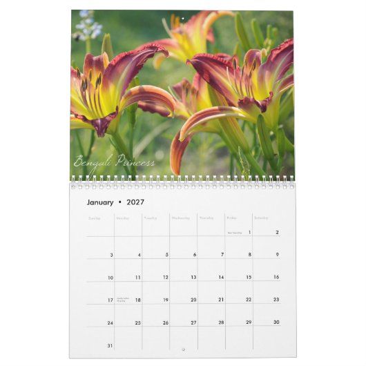 Calendrier des Daylilies 2012 (Jan 2027)