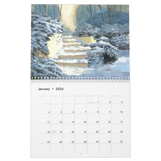 Calendrier des destinations peintes (Jan 2026)