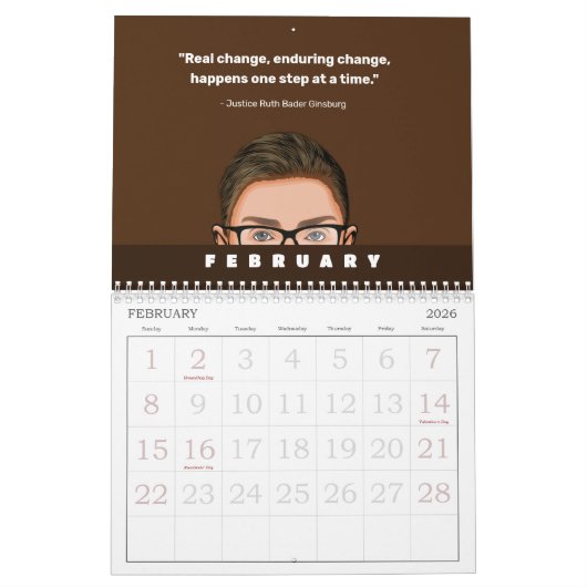 Calendrier des devis Ruth Bader Ginsburg (Feb 2026)