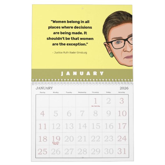 Calendrier des devis Ruth Bader Ginsburg (Jan 2026)