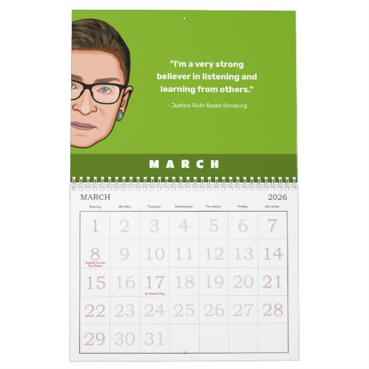 Calendrier des devis Ruth Bader Ginsburg (Mar 2026)
