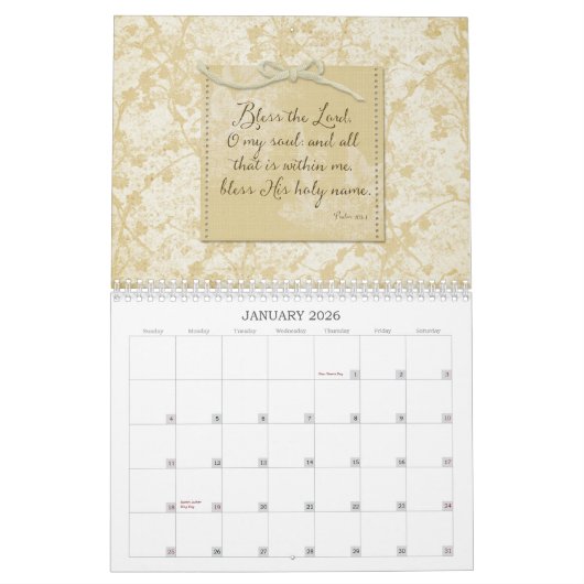 Calendrier des écritures - O Remerciements (Jan 2026)