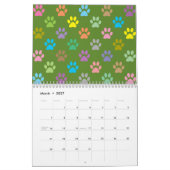 Calendrier des empreintes de pattes colorés (Mar 2027)