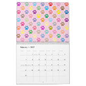 Calendrier des empreintes de pattes colorés (Feb 2027)