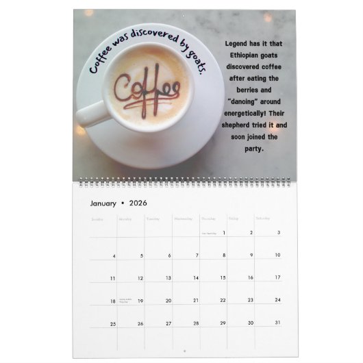 Calendrier des faits sur le café 2025 (Jan 2026)