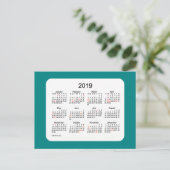 Calendrier des Fêtes 2019 par Janz Teal Carte Post (Debout devant)