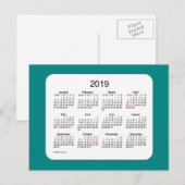 Calendrier des Fêtes 2019 par Janz Teal Carte Post (Devant / Derrière)