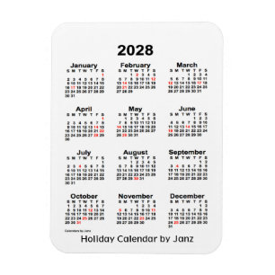Calendrier des Fêtes Blanches 2028 par Janz Magnet