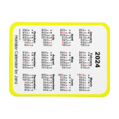 Calendrier des Fêtes Jaunes 2024 par Janz Magnet (Horizontal)