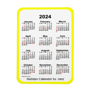 Calendrier des Fêtes Jaunes 2024 par Janz Magnet