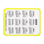 Calendrier des Fêtes Jaunes 2025 par Janz Magnet (Horizontal)