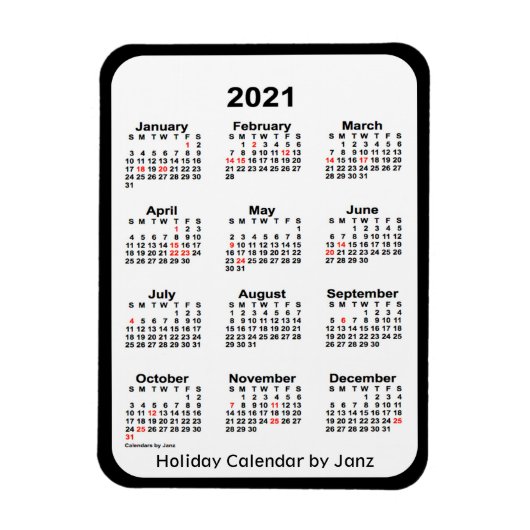 Calendrier des fêtes noires 2021 par Janz Magnet (Vertical)