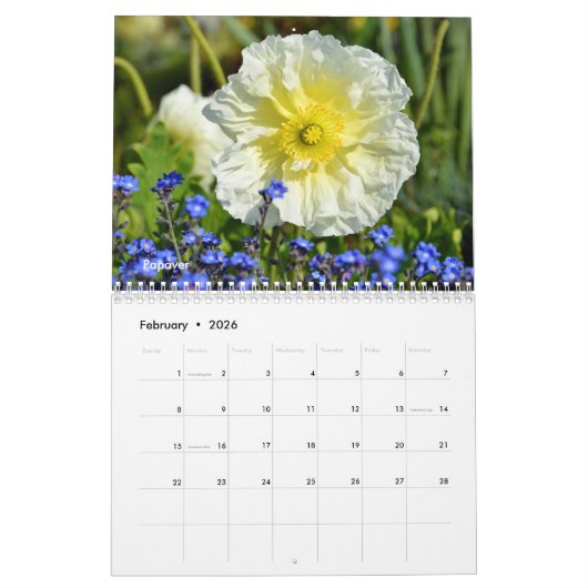 Calendrier des fleurs (Feb 2026)