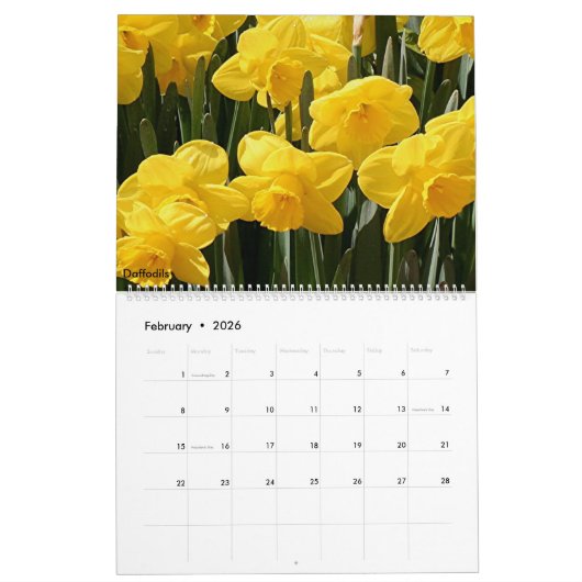 Calendrier des fleurs 2026 (Feb 2026)