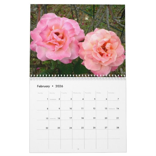 Calendrier des fleurs 2026 (Feb 2026)