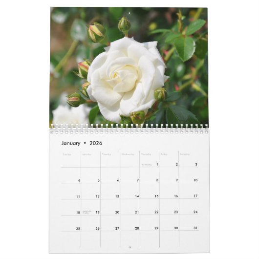 Calendrier des fleurs 2026 (Jan 2026)