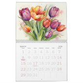 Calendrier des fleurs aquarelles (Mar 2026)