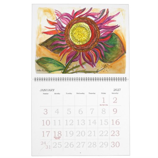 Calendrier des fleurs artistiques (Jan 2027)