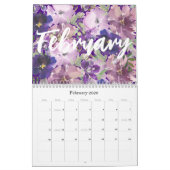Calendrier des fleurs d'aquarelle (Feb 2026)