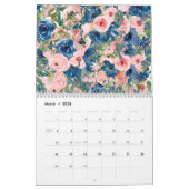 Calendrier des fleurs d'aquarelle (Mar 2026)