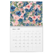 Calendrier des fleurs d'aquarelle (Mar 2027)