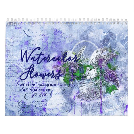 Calendrier des fleurs d'aquarelle avec citations d (Protection)